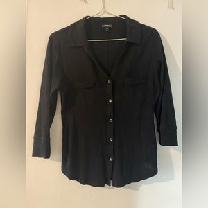 Black Express blouse. V neck with 3/4 sleeves.